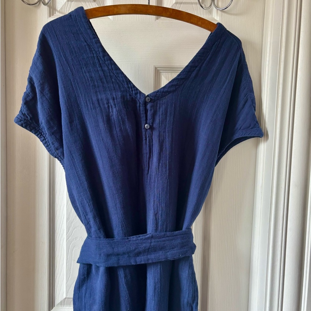 Pact Navy V-Neck Belted Jumpsuit - Picture 2 of 4